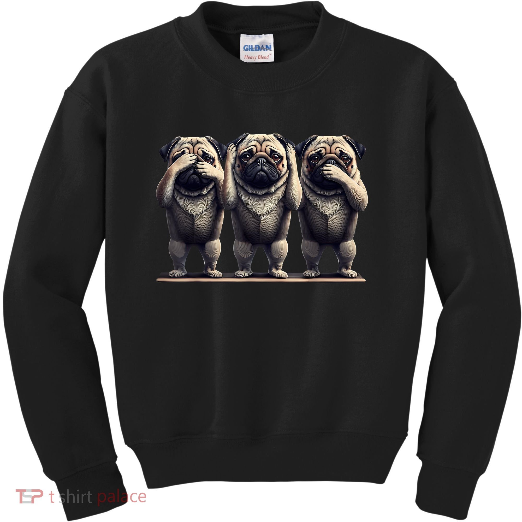 Cute See No Evil Hear No Evil Speak No Evil Three Pug Kids Sweatshirt
