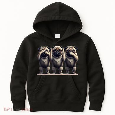Cute See No Evil Hear No Evil Speak No Evil Three Pug Kids Hoodie