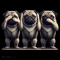Cute See No Evil Hear No Evil Speak No Evil Three Pug Tote Bag thumb 4