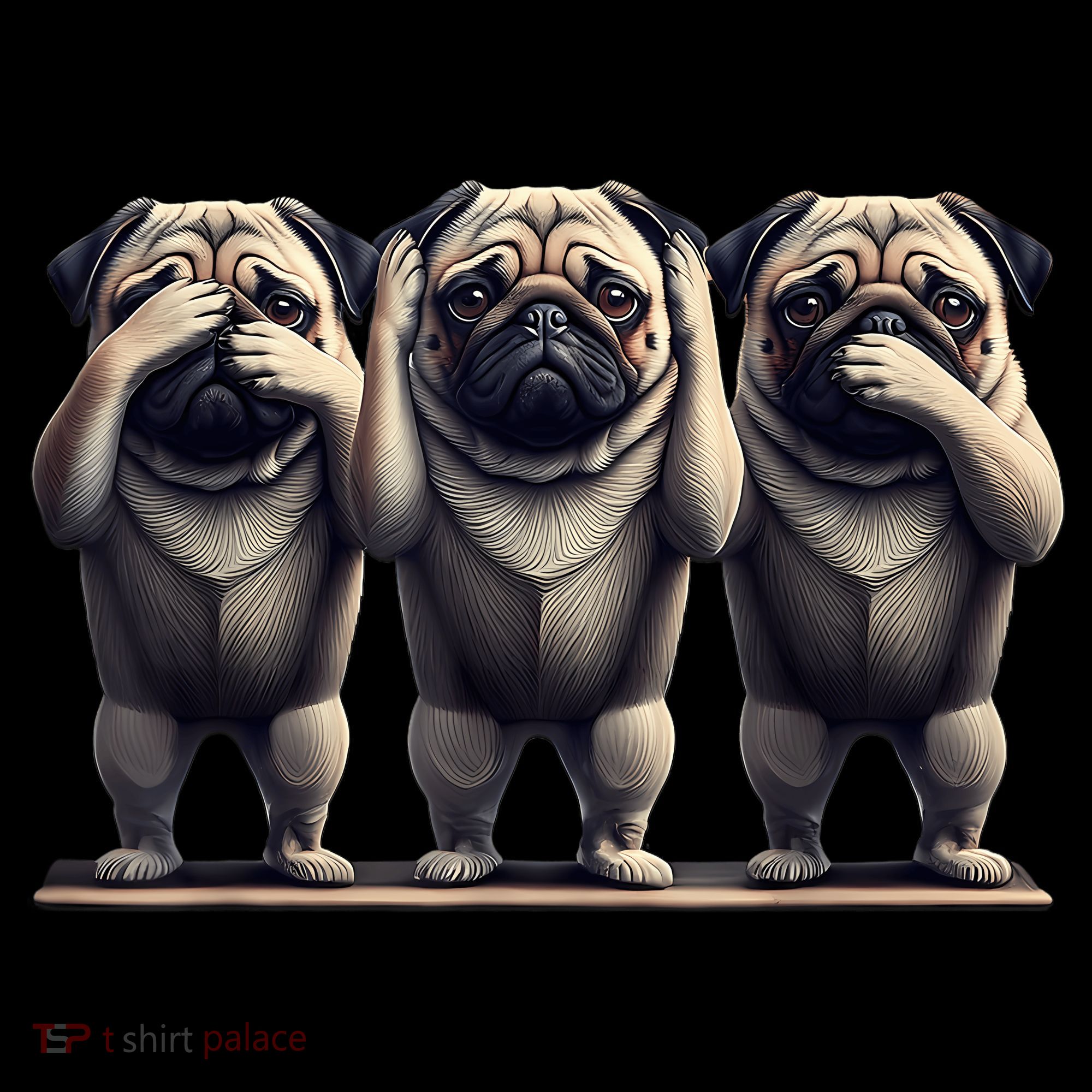 Cute See No Evil Hear No Evil Speak No Evil Three Pug Tote Bag