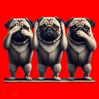 Cute See No Evil Hear No Evil Speak No Evil Three Pug Santa Hat thumb 1