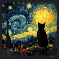 Cat Starry Night Van Gogh Cat For Cat Lover Cat Mom Cat Dad Women's Sweatshirt thumb 2