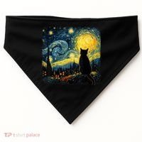 Cat Starry Night Van Gogh Cat For Cat Lover Cat Mom Cat Dad USA-Made Doggie Bandana thumb 0