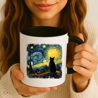 Cat Starry Night Van Gogh Cat For Cat Lover Cat Mom Cat Dad Coffee Mug thumb 3