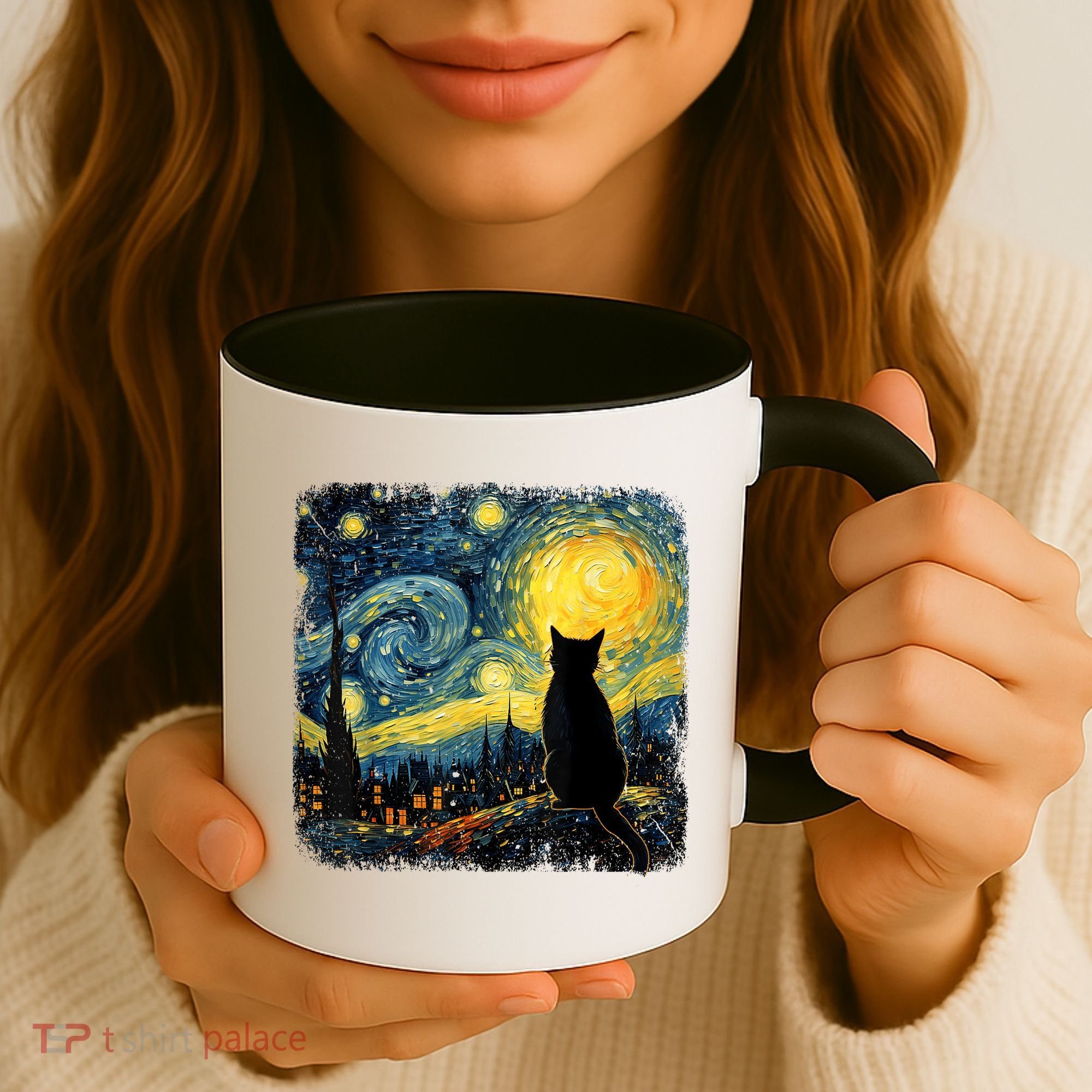 Cat Starry Night Van Gogh Cat For Cat Lover Cat Mom Cat Dad Coffee Mug