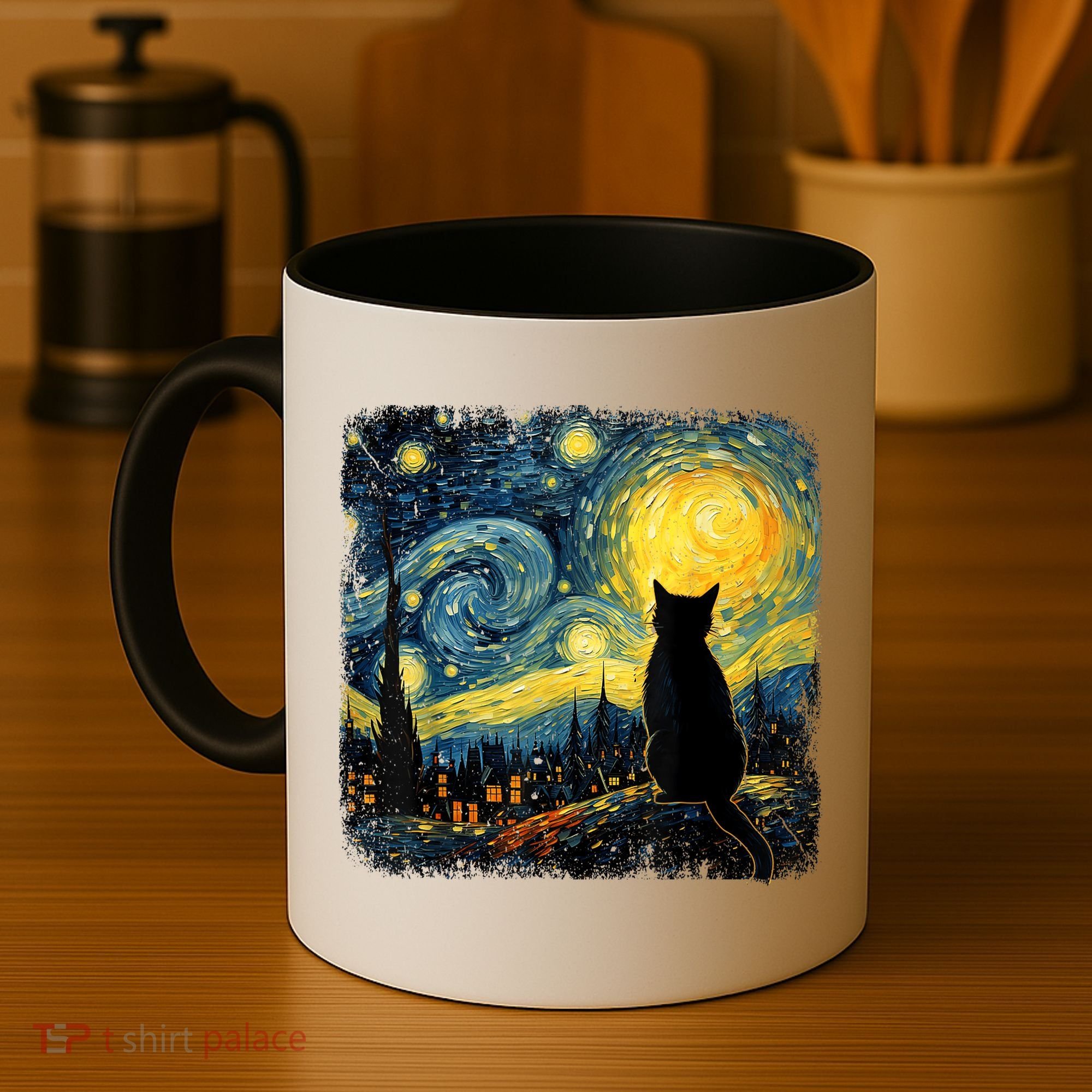 Cat Starry Night Van Gogh Cat For Cat Lover Cat Mom Cat Dad Coffee Mug