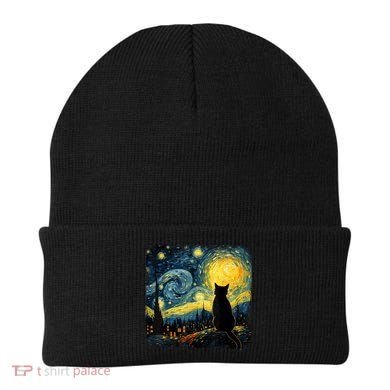 Cat Starry Night Van Gogh Cat For Cat Lover Cat Mom Cat Dad Beanie