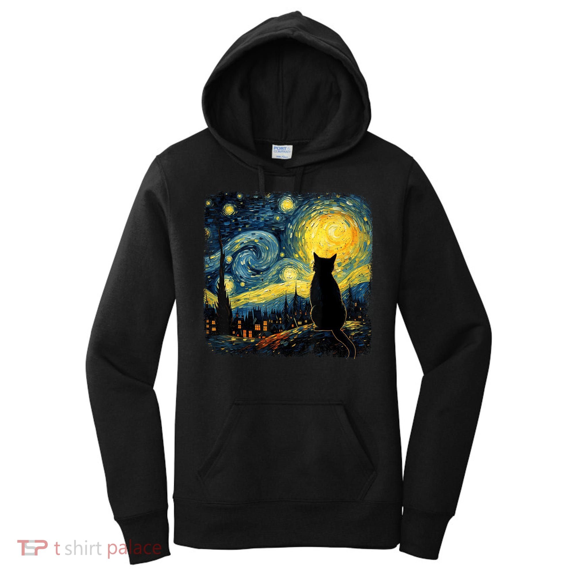 Cat Starry Night Van Gogh Cat For Cat Lover Cat Mom Cat Dad Women's Hoodie