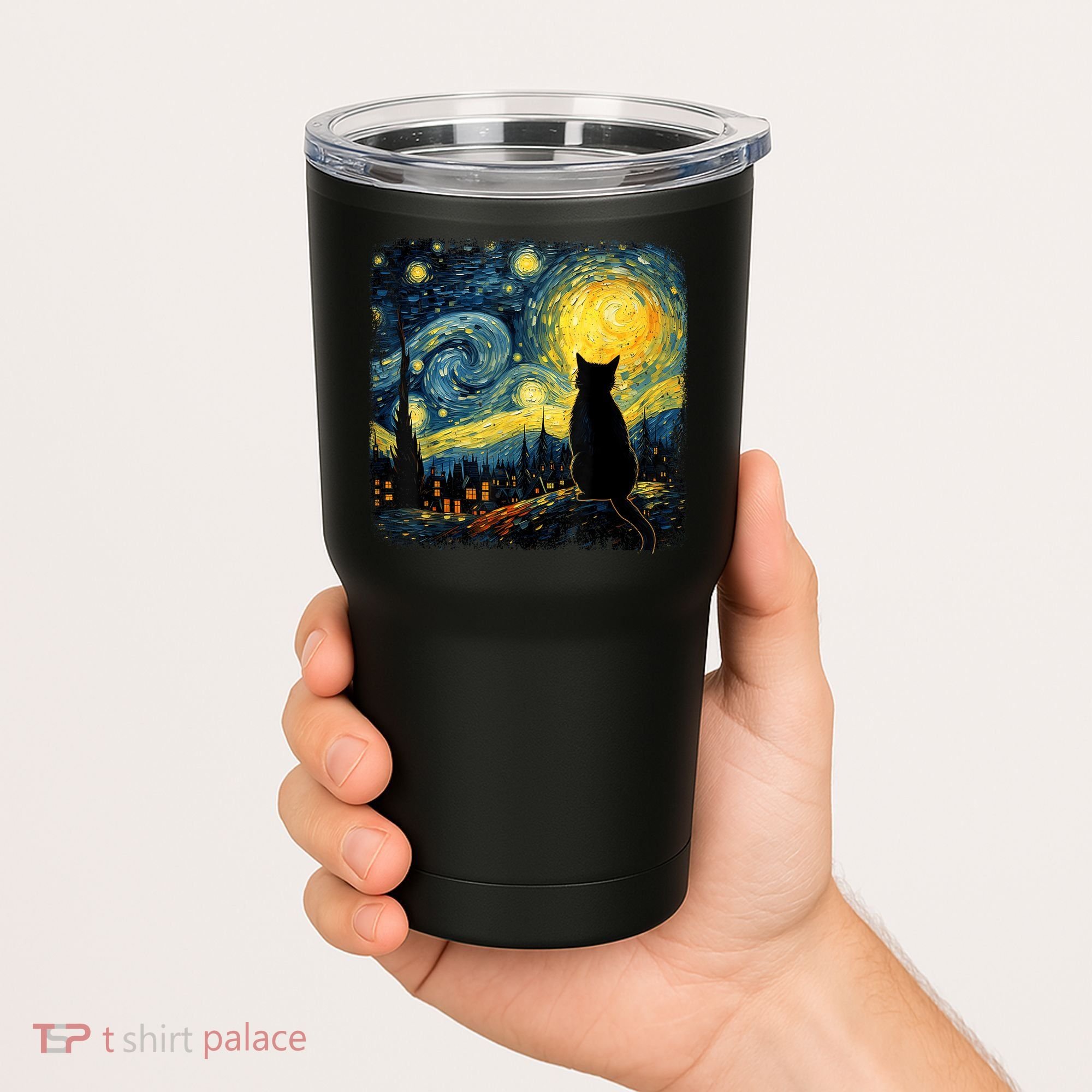 Cat Starry Night Van Gogh Cat For Cat Lover Cat Mom Cat Dad Tumbler