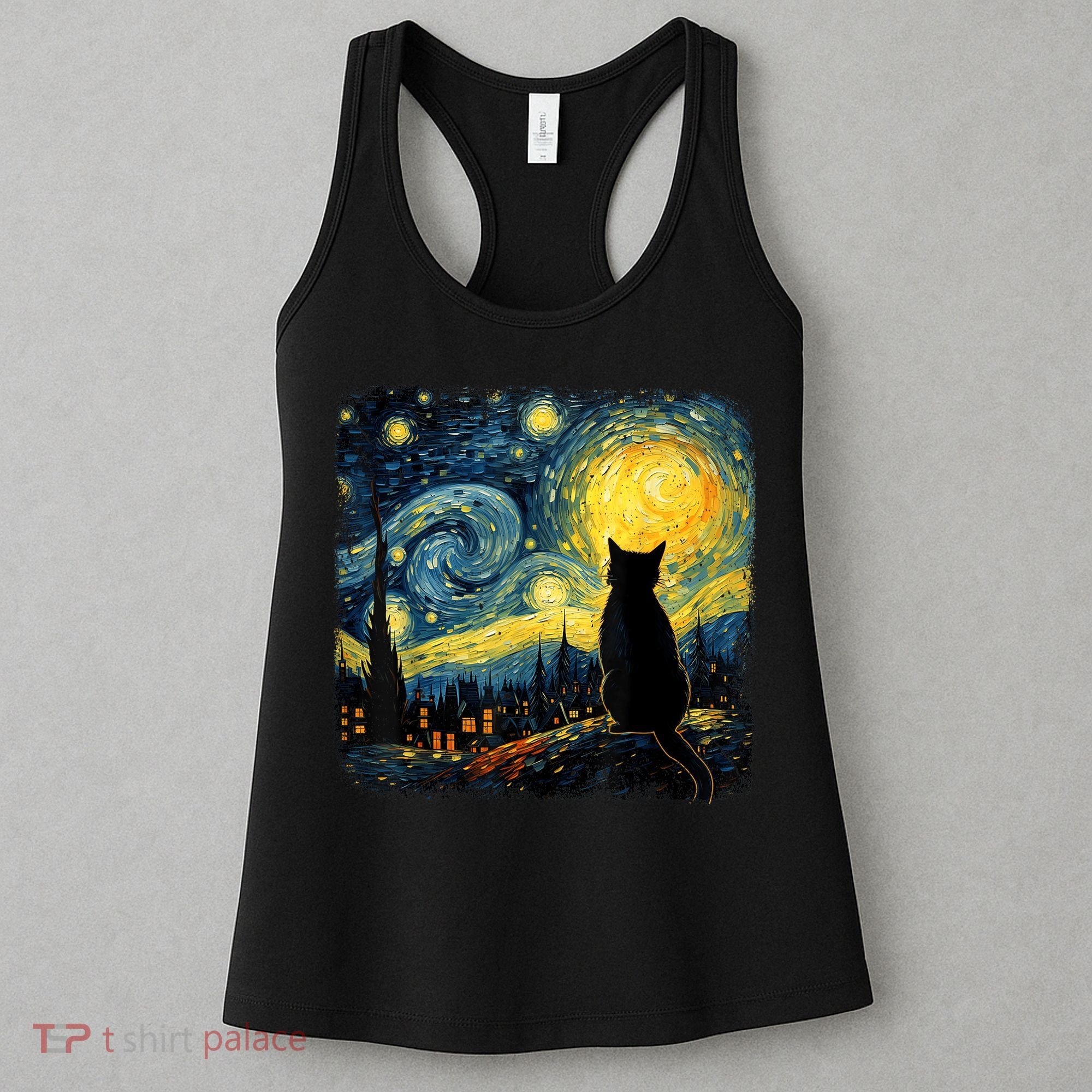 Cat Starry Night Van Gogh Cat For Cat Lover Cat Mom Cat Dad Women's Tank Top