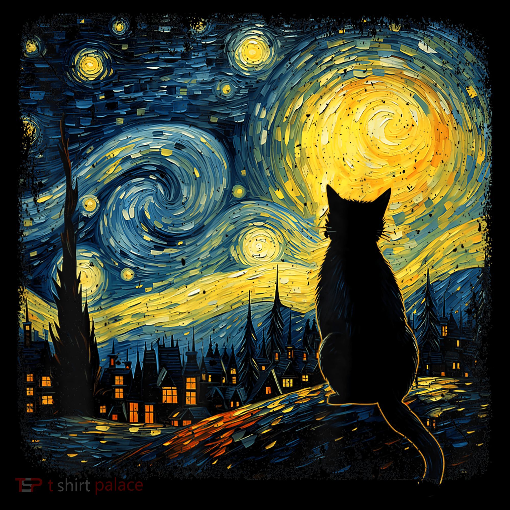 Cat Starry Night Van Gogh Cat For Cat Lover Cat Mom Cat Dad Women's Tank Top