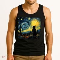 Cat Starry Night Van Gogh Cat For Cat Lover Cat Mom Cat Dad Tank Top thumb 3