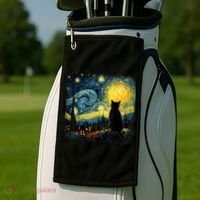 Cat Starry Night Van Gogh Cat For Cat Lover Cat Mom Cat Dad Golf Towel thumb 2