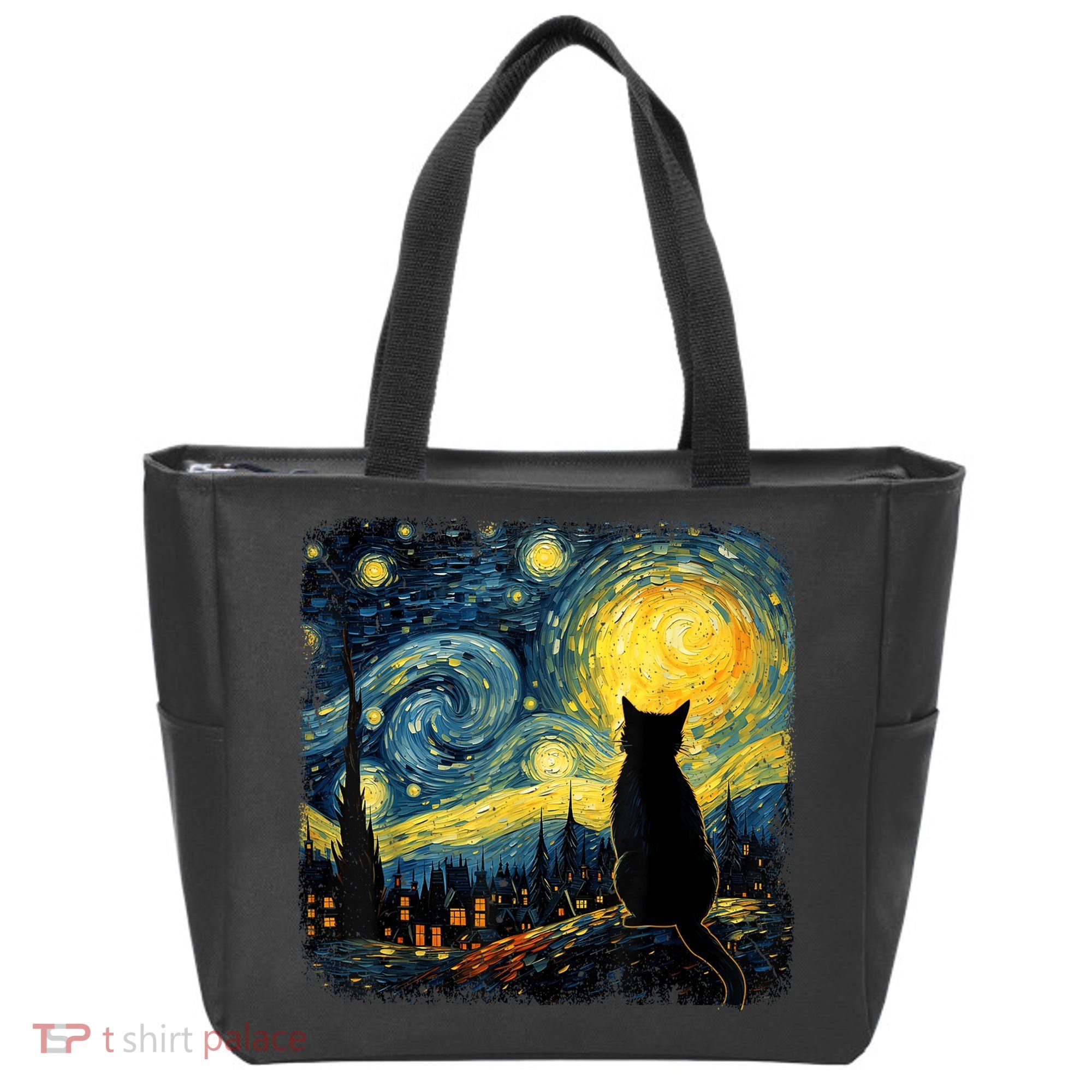 Cat Starry Night Van Gogh Cat For Cat Lover Cat Mom Cat Dad Tote Bag