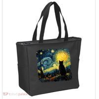 Cat Starry Night Van Gogh Cat For Cat Lover Cat Mom Cat Dad Tote Bag thumb 2