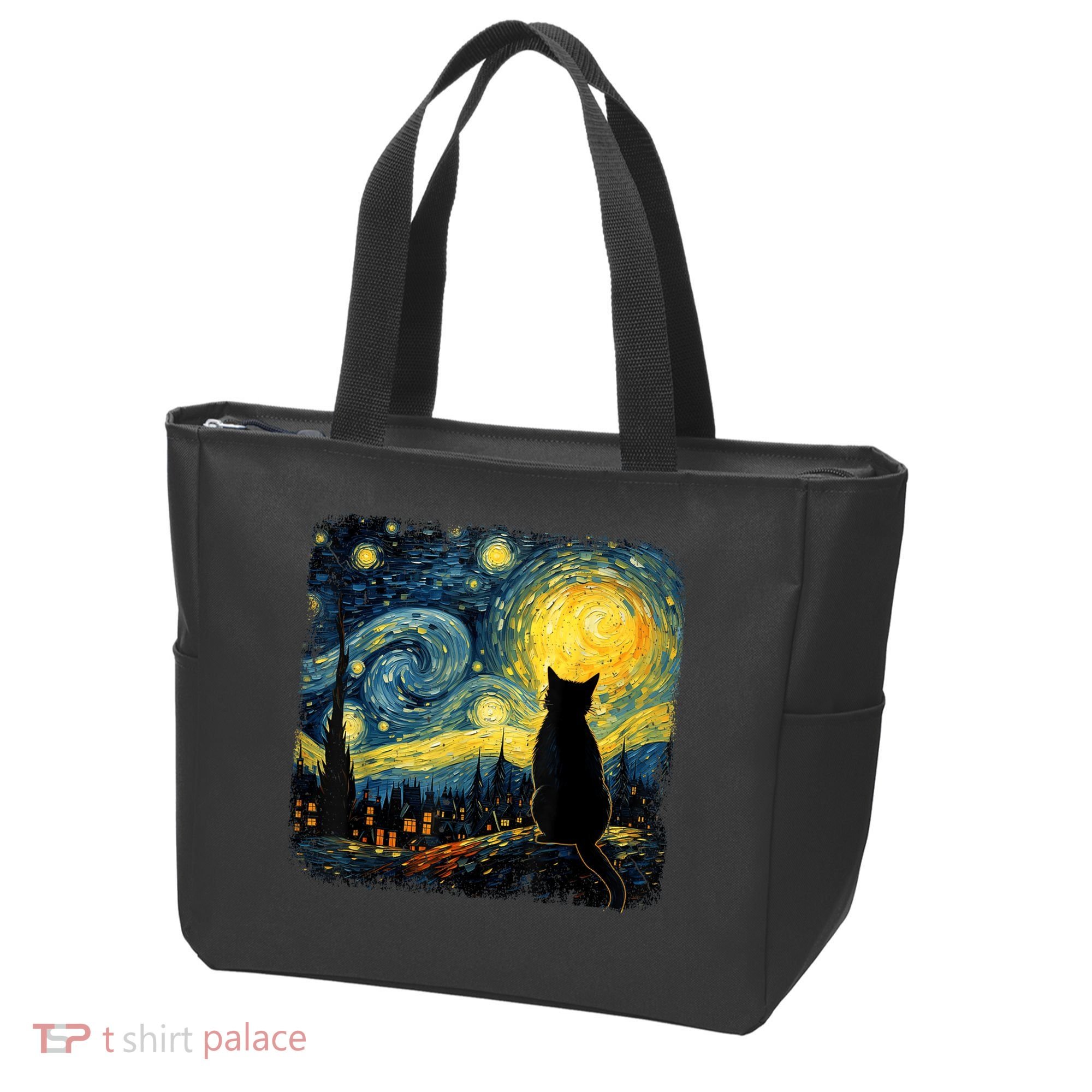 Cat Starry Night Van Gogh Cat For Cat Lover Cat Mom Cat Dad Tote Bag