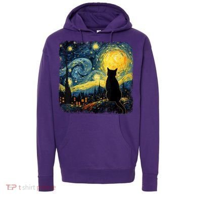 Cat Starry Night Van Gogh Cat For Cat Lover Cat Mom Cat Dad Hoodie