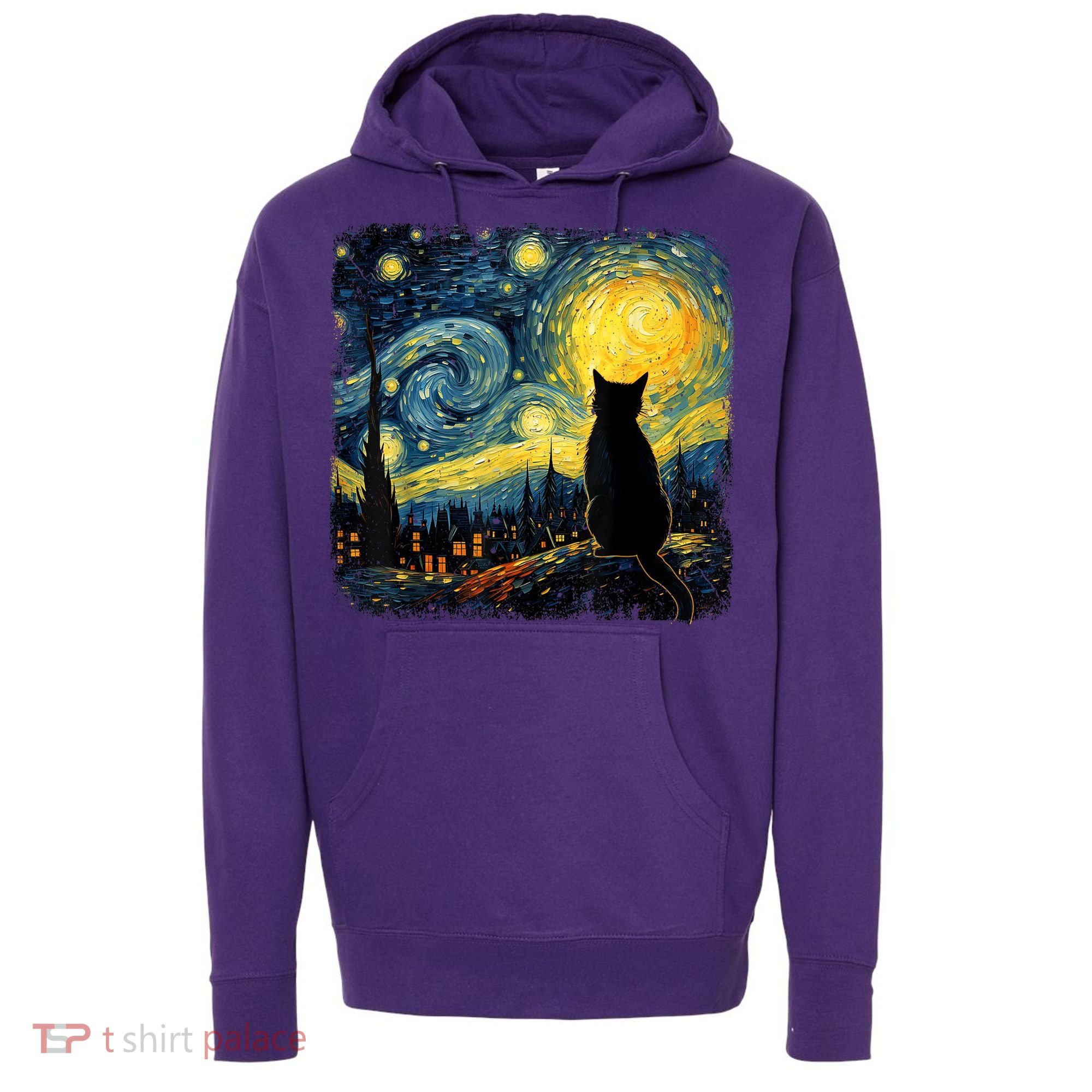 Cat Starry Night Van Gogh Cat For Cat Lover Cat Mom Cat Dad Hoodie