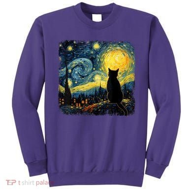 Cat Starry Night Van Gogh Cat For Cat Lover Cat Mom Cat Dad Sweatshirt