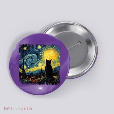Cat Starry Night Van Gogh Cat For Cat Lover Cat Mom Cat Dad Button