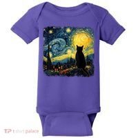 Cat Starry Night Van Gogh Cat For Cat Lover Cat Mom Cat Dad Baby Bodysuit thumb 0