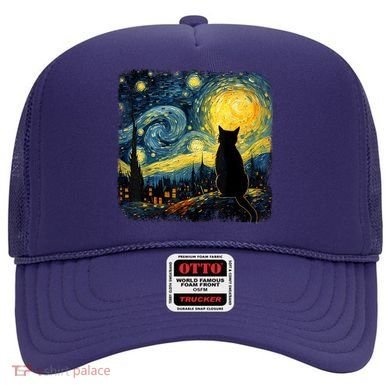Cat Starry Night Van Gogh Cat For Cat Lover Cat Mom Cat Dad Hat