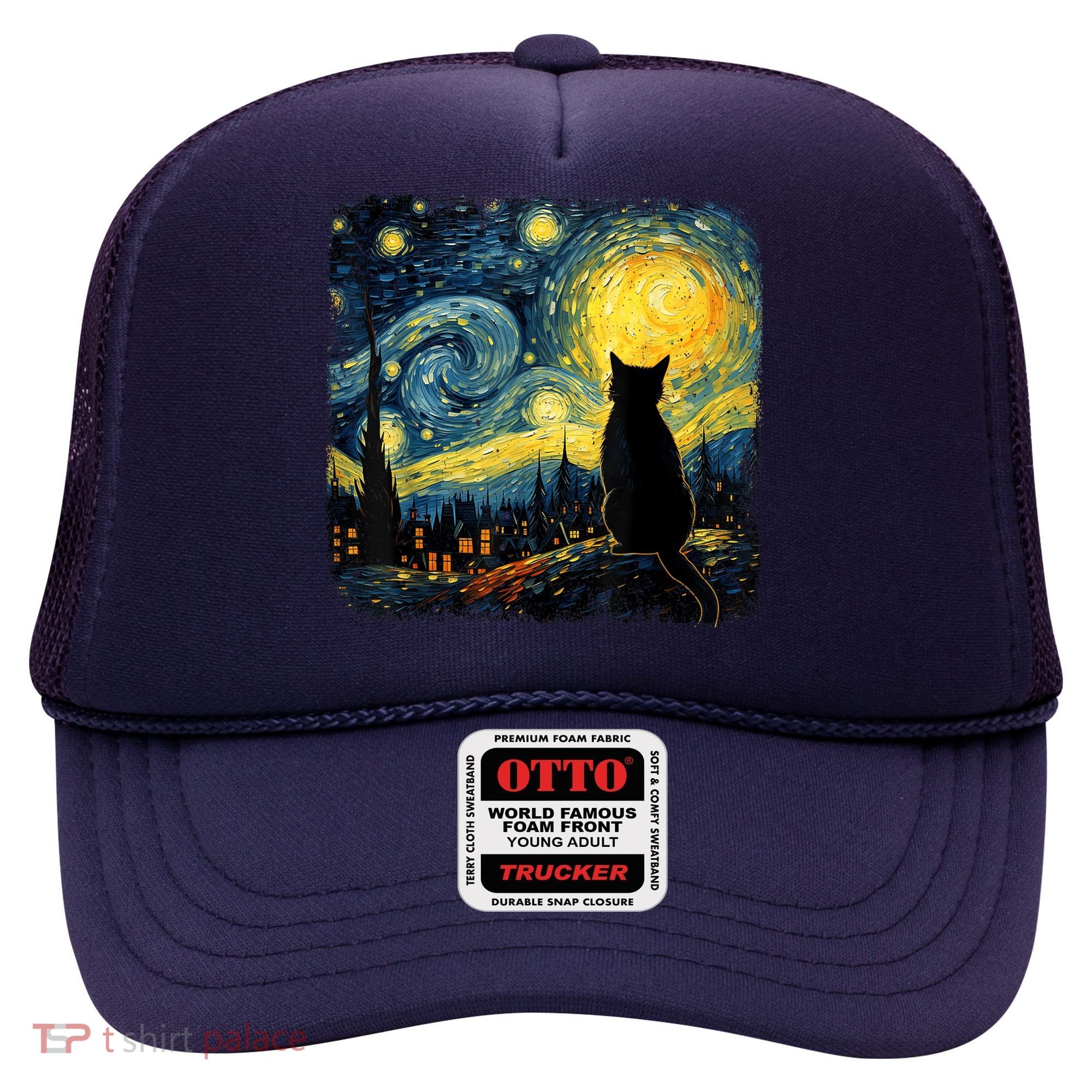 Cat Starry Night Van Gogh Cat For Cat Lover Cat Mom Cat Dad Hat