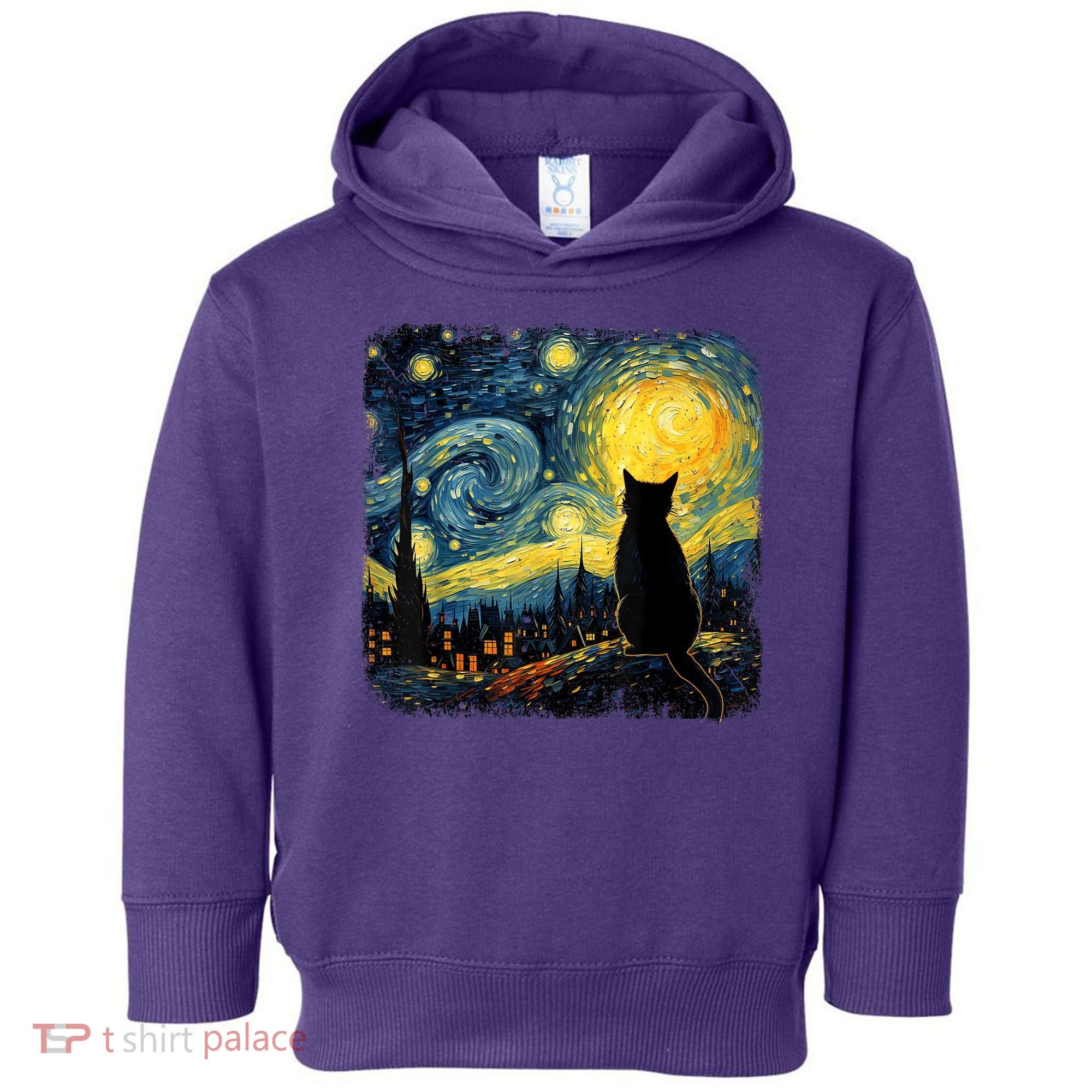 Cat Starry Night Van Gogh Cat For Cat Lover Cat Mom Cat Dad Toddler Hoodie