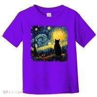 Cat Starry Night Van Gogh Cat For Cat Lover Cat Mom Cat Dad Toddler T-Shirt thumb 0