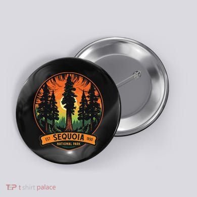 Cute Sequoia National Park Giant Tree Graphic Button