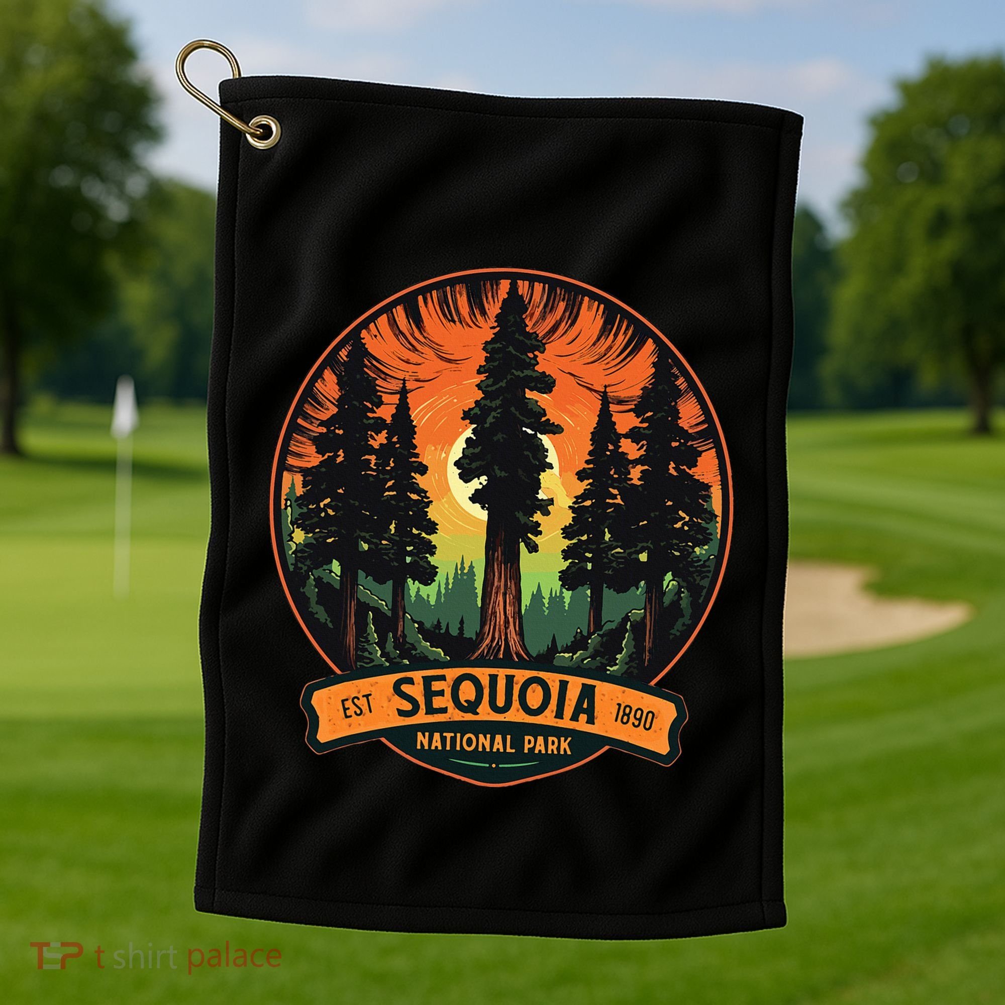 Cute Sequoia National Park Giant Tree Graphic Golf Towel