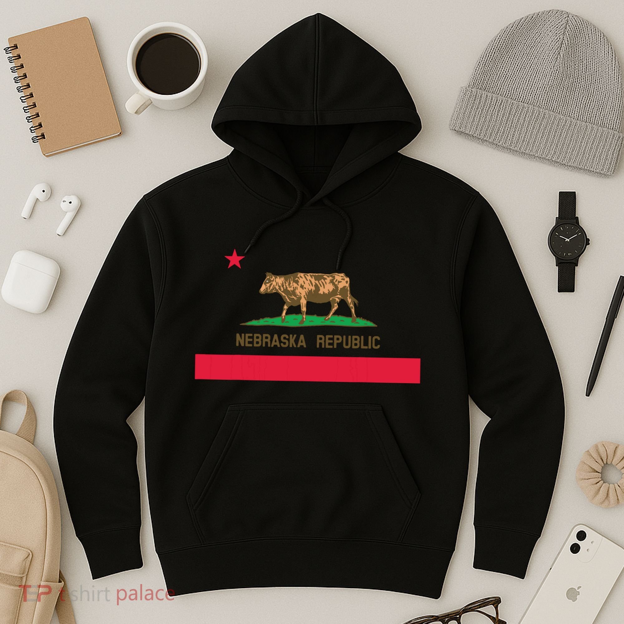California Style Nebraska State Flag Hoodie