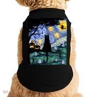 Cat , Scary Night Cat Tee, Van Gogh Gift, Halloween Doggie Tank thumb 0