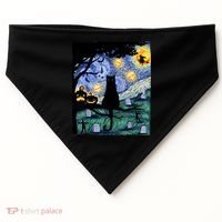 Cat , Scary Night Cat Tee, Van Gogh Gift, Halloween USA-Made Doggie Bandana thumb 0