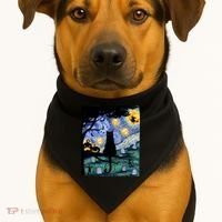Cat , Scary Night Cat Tee, Van Gogh Gift, Halloween USA-Made Doggie Bandana thumb 1