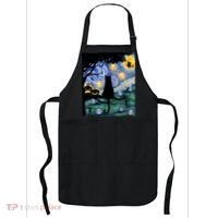 Cat , Scary Night Cat Tee, Van Gogh Gift, Halloween Apron thumb 0