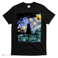 Cat , Scary Night Cat Tee, Van Gogh Gift, Halloween T-Shirt thumb 0