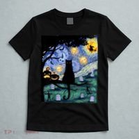 Cat , Scary Night Cat Tee, Van Gogh Gift, Halloween T-Shirt thumb 5