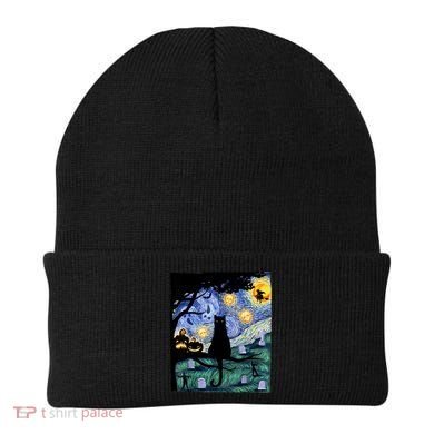 Cat , Scary Night Cat Tee, Van Gogh Gift, Halloween Beanie