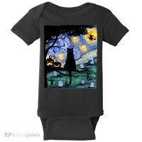 Cat , Scary Night Cat Tee, Van Gogh Gift, Halloween Baby Bodysuit thumb 0