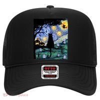 Cat , Scary Night Cat Tee, Van Gogh Gift, Halloween Hat thumb 0