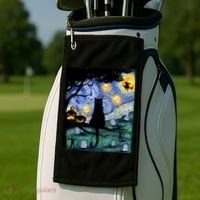 Cat , Scary Night Cat Tee, Van Gogh Gift, Halloween Golf Towel thumb 2
