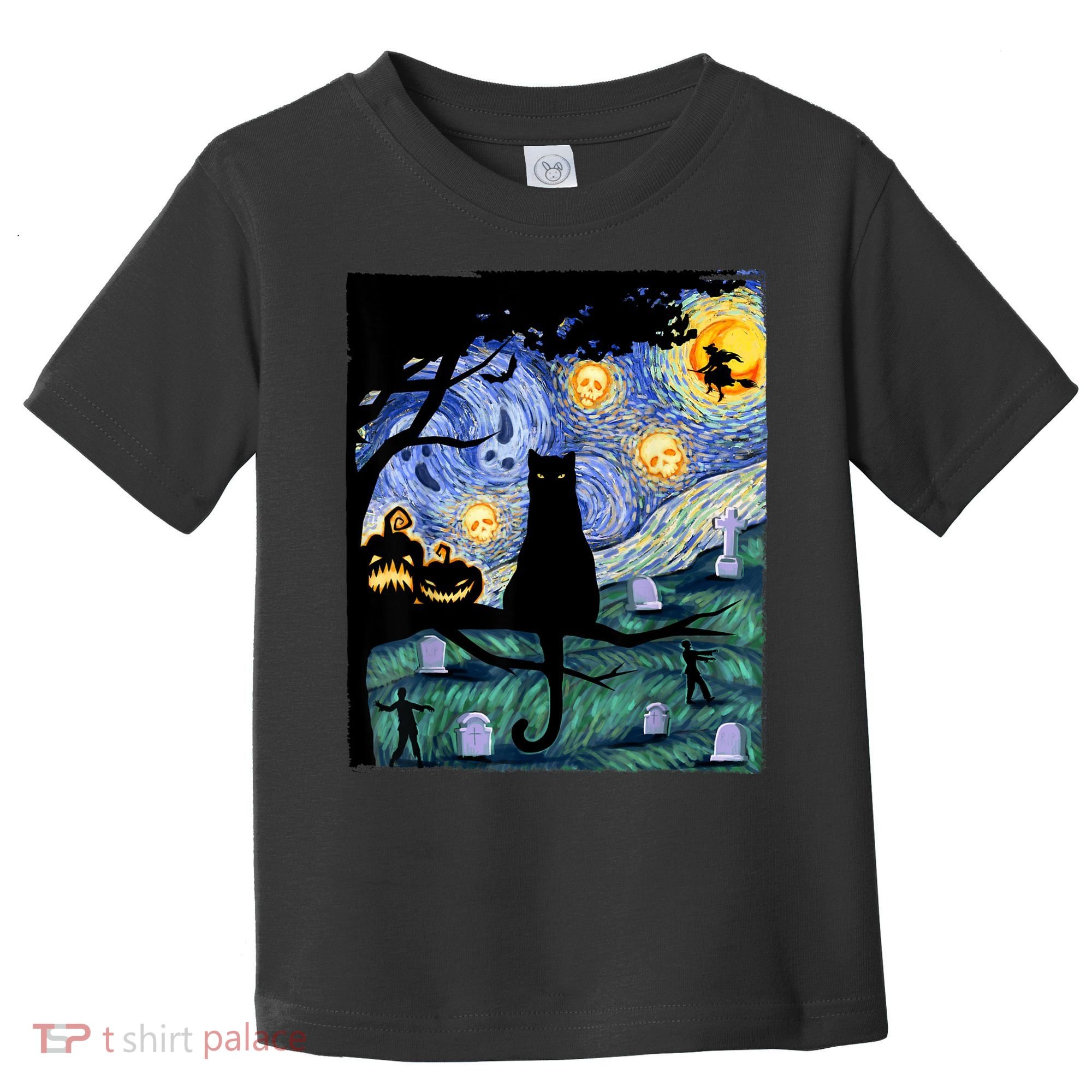 Cat , Scary Night Cat Tee, Van Gogh Gift, Halloween Toddler T-Shirt