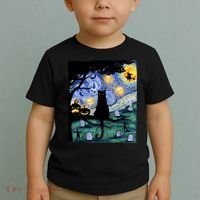 Cat , Scary Night Cat Tee, Van Gogh Gift, Halloween Toddler T-Shirt thumb 2