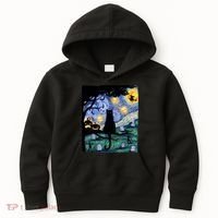 Cat , Scary Night Cat Tee, Van Gogh Gift, Halloween Kids Hoodie thumb 0