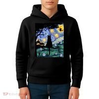 Cat , Scary Night Cat Tee, Van Gogh Gift, Halloween Kids Hoodie thumb 4