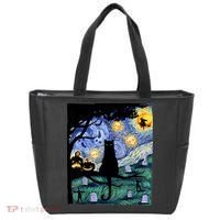 Cat , Scary Night Cat Tee, Van Gogh Gift, Halloween Tote Bag thumb 0