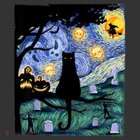 Cat , Scary Night Cat Tee, Van Gogh Gift, Halloween Ornament thumb 1