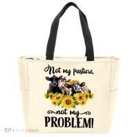 Cow Sunflowers Not My Pasture Not My Problem Tote Bag thumb 0