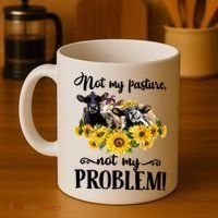 Cow Sunflowers Not My Pasture Not My Problem Coffee Mug thumb 4